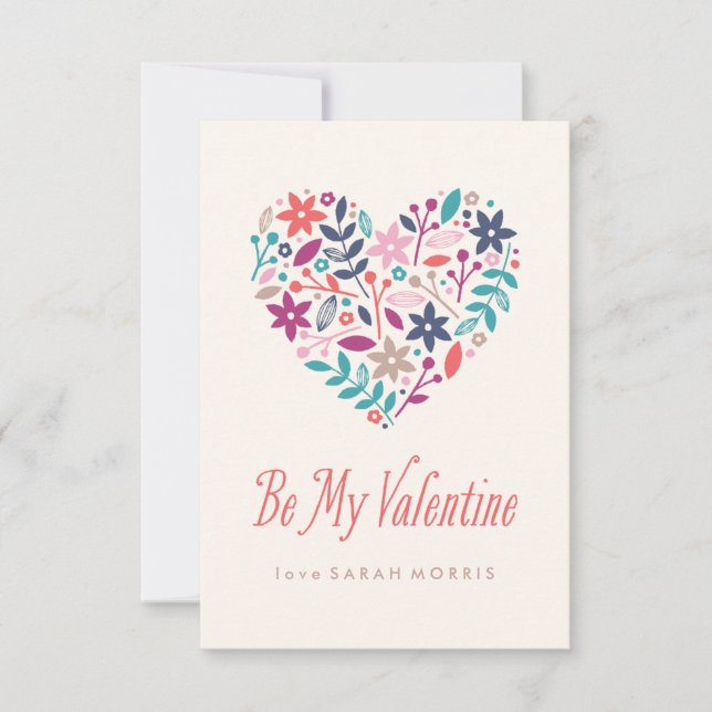 Invitation Salle de classe Floral Heart Valentine (Devant)