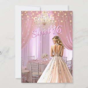 Invitation Salle de fête pour Sweet Sixteen avec lumières sci