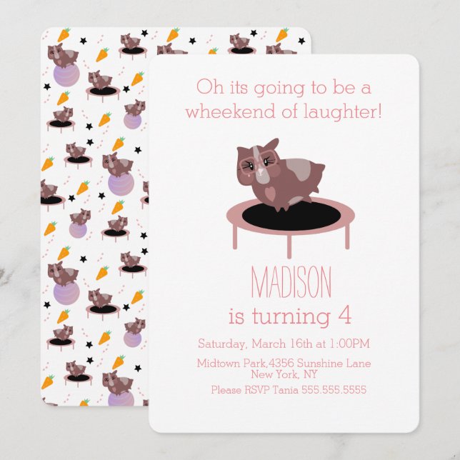 Invitation Salle De Fitness Pour Cochons De Guinée (Devant / Derrière)