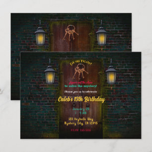 Invitation Salle de la Porte Mystère Évasion fête d'anniversa