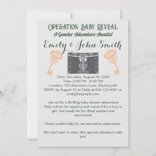 Invitation Salle d'évasion Baby shower de révélation de genre