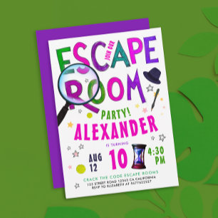 Invitation Salle d'évasion Cool Girl typographie rose violet 