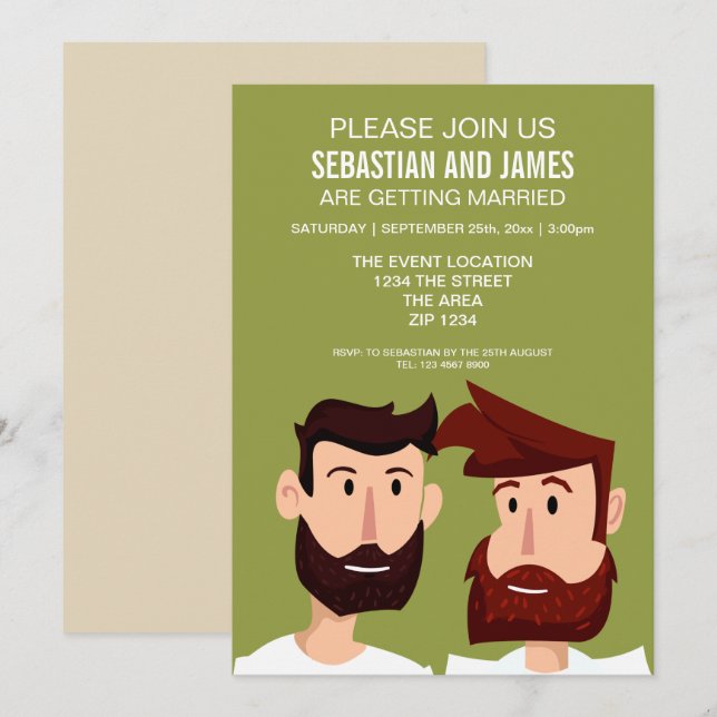 Invitation Salles De Gay Avec Des Oreilles Caricature Mariage (Devant / Derrière)