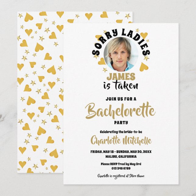 Invitation Salles Personnalisées Face Photo Bachelorette Part (Devant / Derrière)