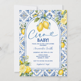 Invitation Salon de bébé Ciao Bambino Citron Citron Bleu Ruba