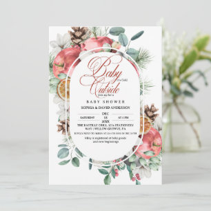 Invitation Salon de bébé de verdure hivernale rustique à l'ex