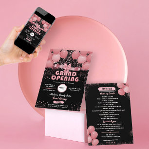 Invitation Salon moderne Business Grand Ouverture Rose noir