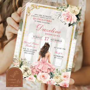 Invitation Salon Royal Rose Gold Rose Quinceanera