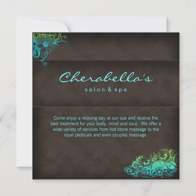 Invitation Salon Spa - Carte postale bleu turquois (Devant)