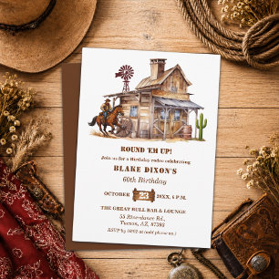 Invitation Saloon Cowboy de l'Ouest pour une fête d'anniversa