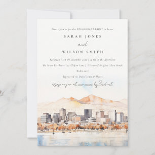 Invitation Salt Lake City Utah aquarelle paysage de fiançaill