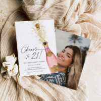 Salue 21e anniversaire Pink and Gold Photo Invitat