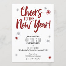 Salue l'invitation Silver & Red New Year's Eve