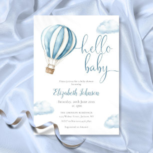 Invitation Salut Bébé Garçon Bleu Montgolfière Baby Shower