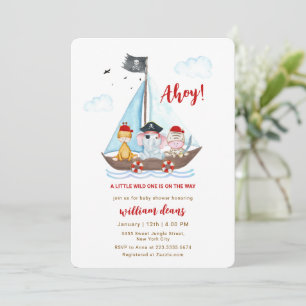 Invitation Salut les Pirates Safari Sauvage Animaux Baby Show