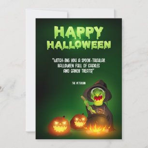 Invitation Salutation Witchy Brew Cauldron et Jack-o-Lanterns