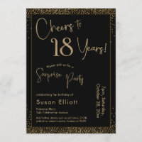 Salutations à 18 ans Surprise Anniversaire Noir