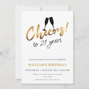 Invitation Salutations à 21 Ans Or Blanc Adulte Photo Anniver