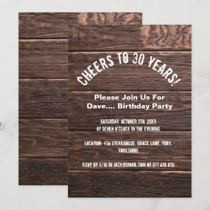 Invitation Salutations à 30e anniversaire Rustic Country Invi