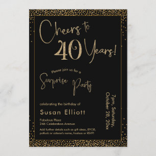 Invitation Salutations à 40 ans Surprise Anniversaire Noir