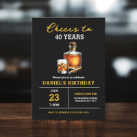Salutations à 40 ans Whiskey Cigar Bourbon Anniver