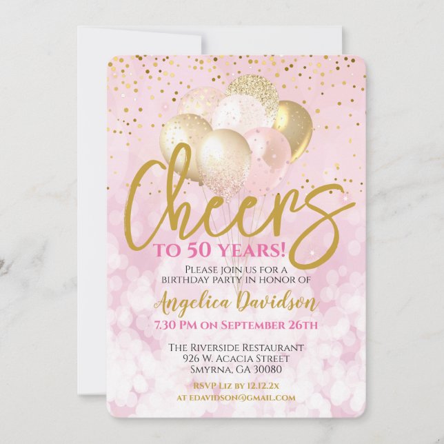 Invitation Salutations À 50 Ans 50ème Anniversaire Glamour (Devant)