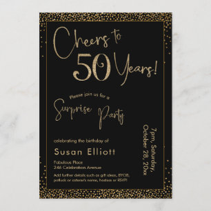Invitation Salutations à 50 ans Surprise Anniversaire Noir