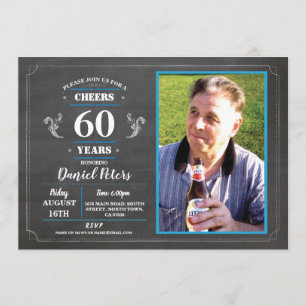 Invitation Salutations à 60 ans Anniversaire Chalk Rustic Pho