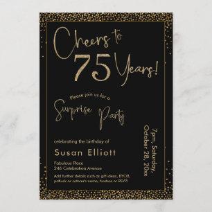 Invitation Salutations à 75 ans Surprise Anniversaire Noir