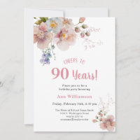 Salutations à 90 Anniversaire rose Floral