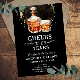 Invitation Salutations à 90 ans Whiskey Adulte Anniversaire