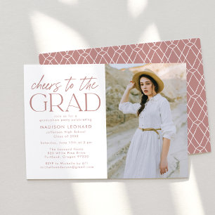 Invitation Salutations à la Grad Dusty Rose Graduation Party