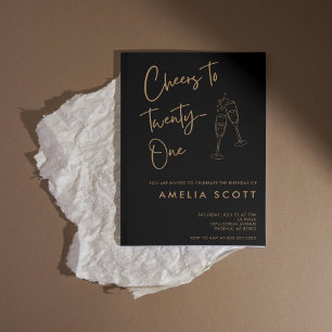 Invitation Salutations à vingt et un Black Gold 21e anniversa