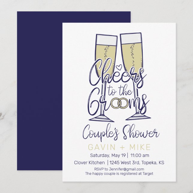 Invitation Salutations au Wedding shower Couples Grooms (Devant / Derrière)