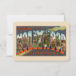 Invitation Salutations de Hollywood Postcard, Linen Postcard