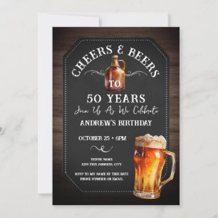 Invitation Salutations et bières 50e anniversaire de fête Inv