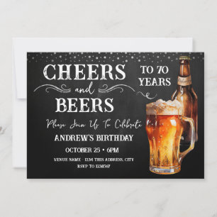 Invitation Salutations et bières 70e anniversaire Rustic Invi