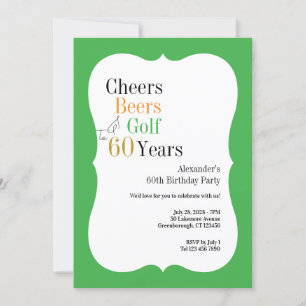 Invitation Salutations et bières Golf 60e Anniversaire Vert