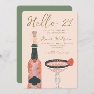 Invitation Salutations Fraise Rose et Brousse Bonjour 21 Anni