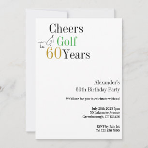 Invitation Salutations minimales 60 ans Golf 60ème anniversai