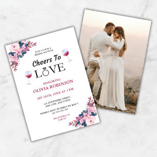 Invitation Salutations pour l'amour Floral Photo Vin Fête des