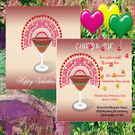 Invitation Salutations pour l'amour Valentine Coeurs Cocktail