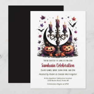 Invitation Samhain Moon Bats & Citrouilles Automne Halloween 