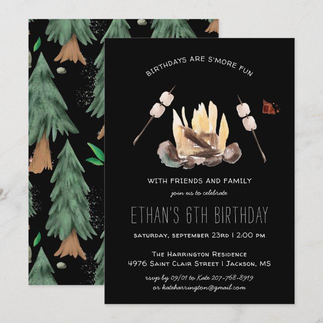 Invitation S'amuser davantage | Camping fête d'anniversaire (Devant / Derrière)