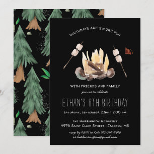 Invitation S'amuser davantage Camping fête d'anniversaire