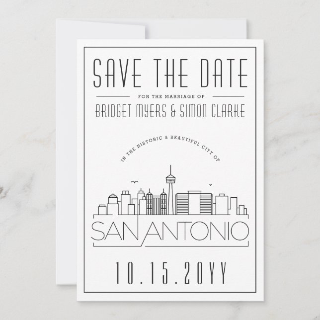 Invitation San Antonio Mariage Style Ligne d'horizon Enregist (Devant)