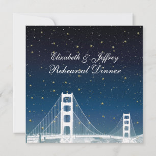 Invitation San Fran Skyline Gravée Étoile Bleue Dîner de Répé