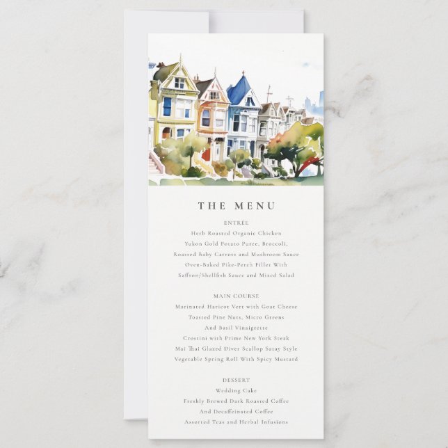 Invitation San Francisco Painted Ladies Wedding Menu Card (Devant)