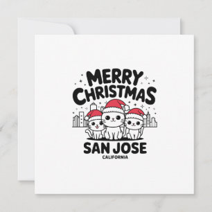 Invitation San Jose Ville Californie Joyeux Noël Chats USA