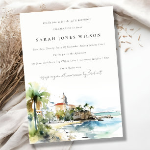 Invitation San Juan Porto Rico paysage à l'aquarelle Annivers